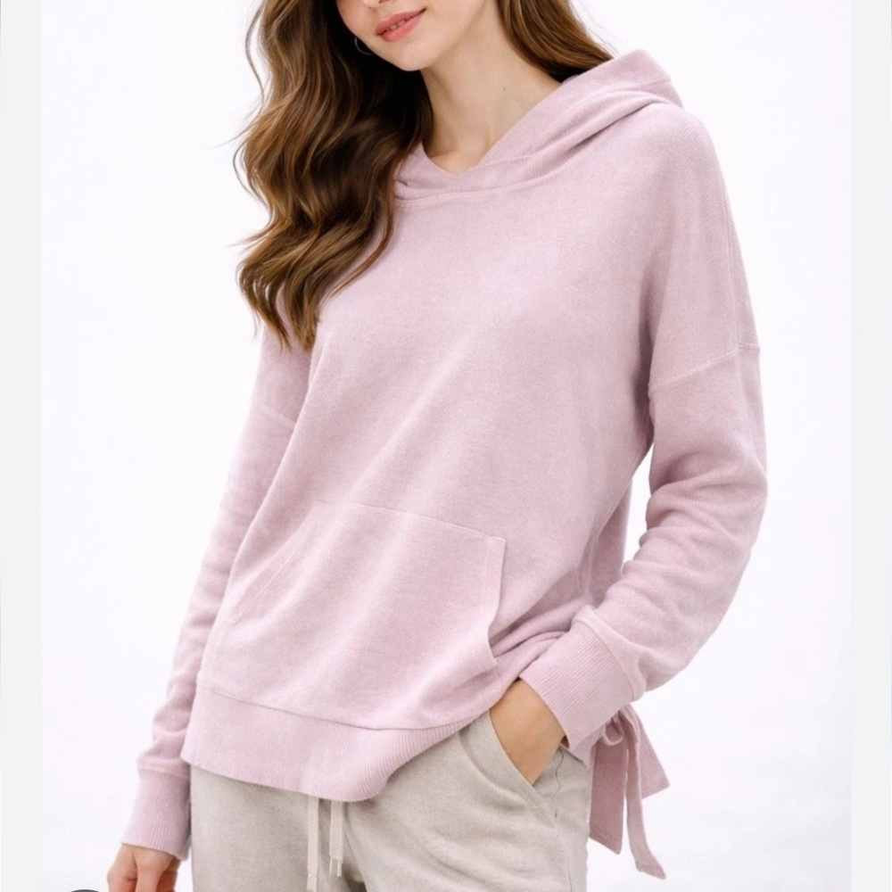 Banana Republic Hoodie Sweater S Pink Perfomance Cashmere Open Back Tie